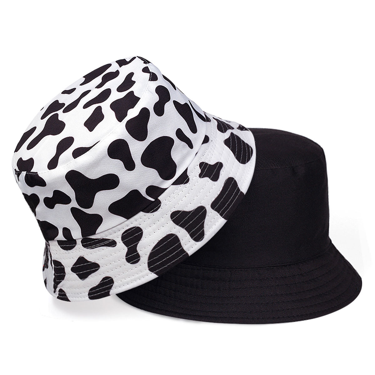 Fishing Hat - 2025 버킷햇 젖소 프린트 양면 캐주얼