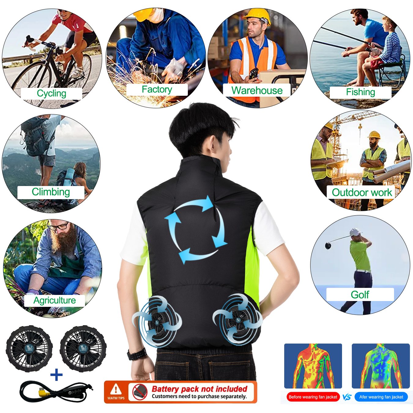 여름 통기성 착용 가능 냉각 팬 조끼 야외 낚시용 아이 - Fishing Vest 리뷰 및 가격