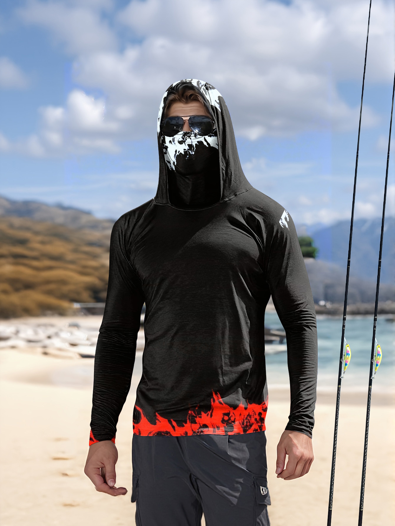 남성 후드 낚시 셔츠 긴팔 낚시 의류 낚시 티셔츠 자외 - Fishing Shirt Uv Protection 리뷰 및 가격