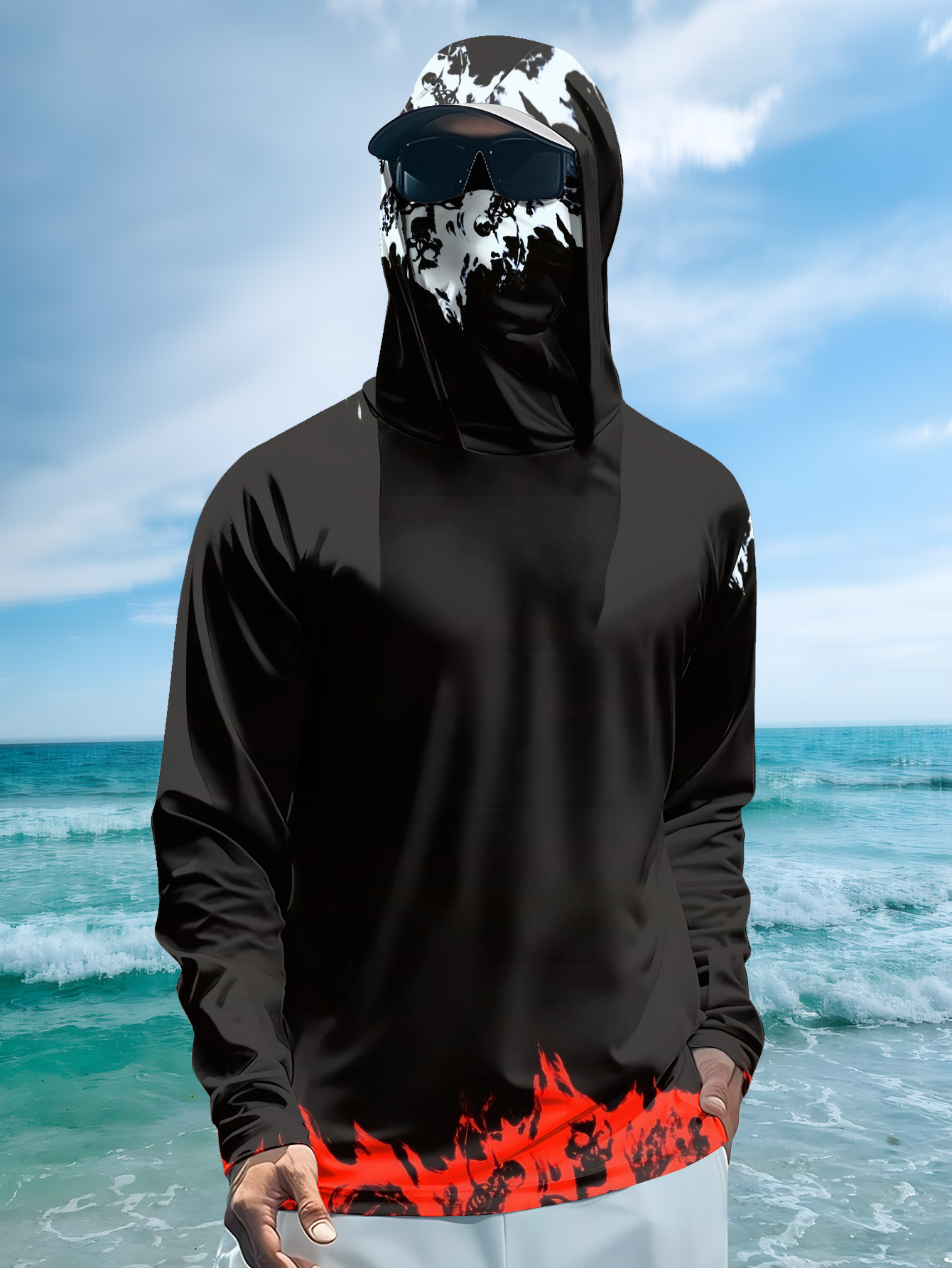 남성 후드 낚시 셔츠 긴팔 낚시 의류 낚시 티셔츠 자외 - Fishing Shirt Uv Protection 리뷰 및 가격