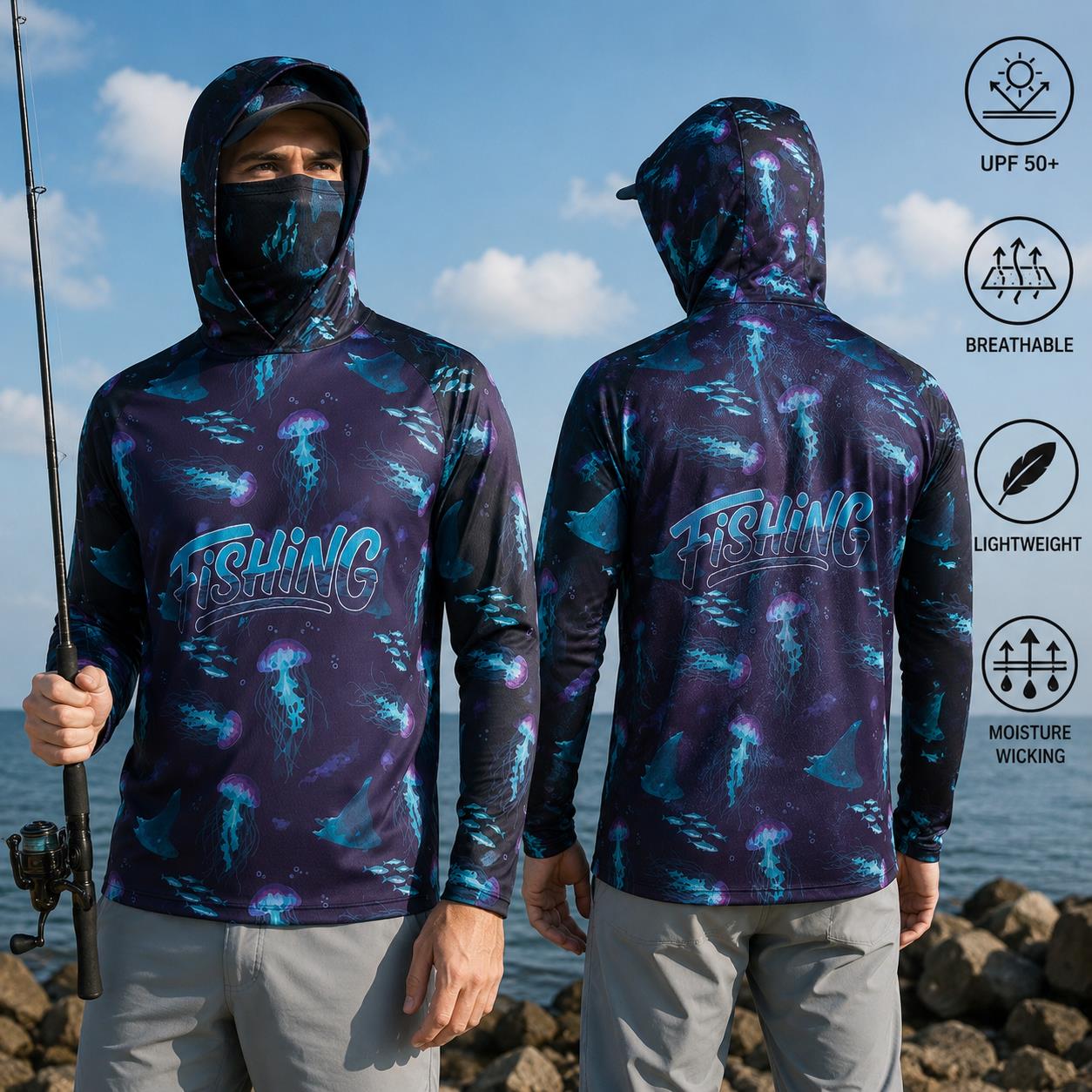 낚시 셔츠 후드 남성 낚시복 긴팔 야외 여름 마스크 후 - Fishing Hoodie 리뷰 및 가격