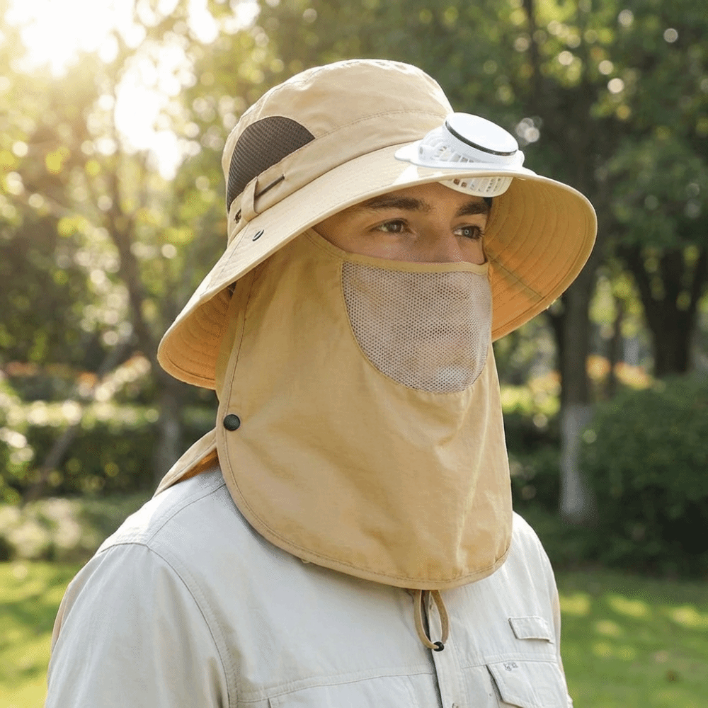 휴대용 태양열 충전식 팬 모자, 얼굴 가리개 포함, 낚 - Fishing Hat 리뷰 및 가격