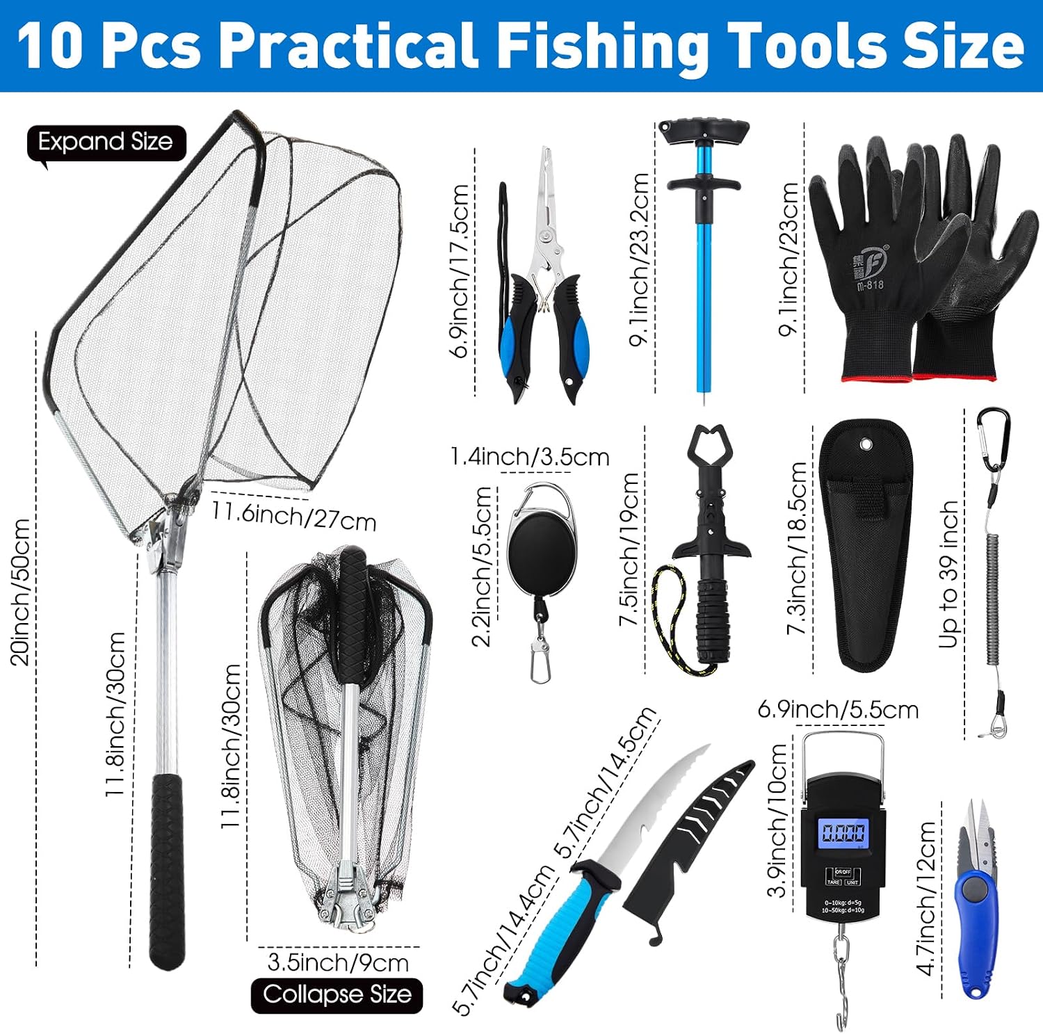 10종 다기능 낚시 도구 세트 (낚시 플라이어, 랜야드 - Fishing Gloves 리뷰 및 가격