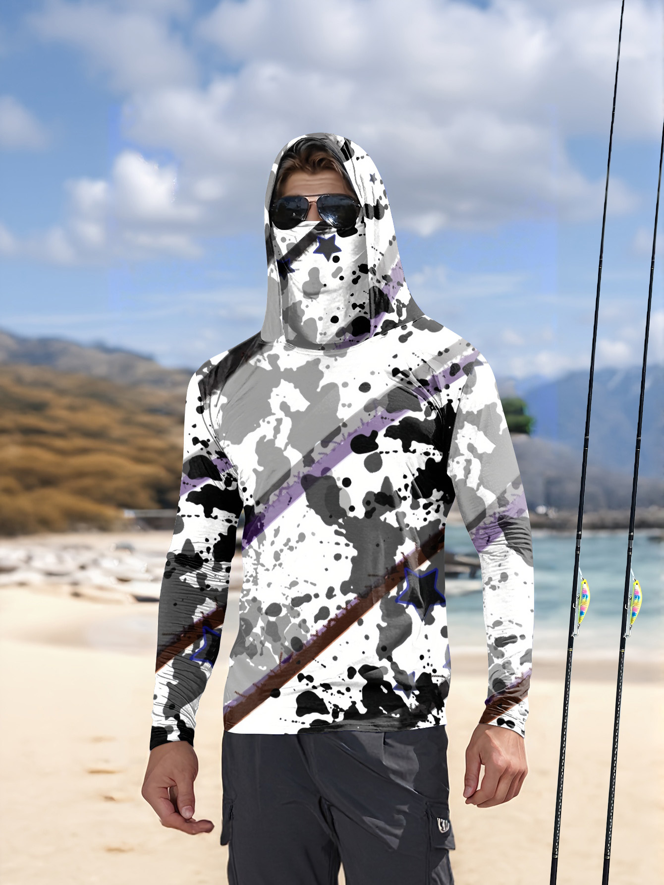남성 후드 낚시 셔츠 긴팔 낚시 의류 낚시 티셔츠 자외 - Fishing Shirt Uv Protection 리뷰 및 가격